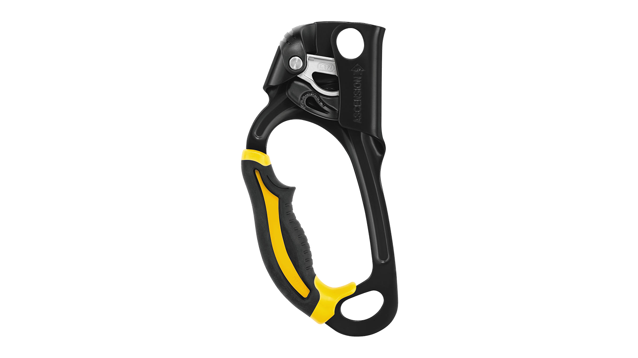 Petzl ASCENSION Handled Ascender, Black/Yellow (Left Handed)