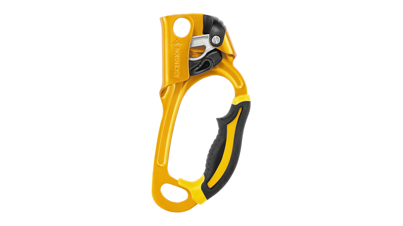 Petzl ASCENSION Handled Ascender, Black/Yellow (Right Handed)