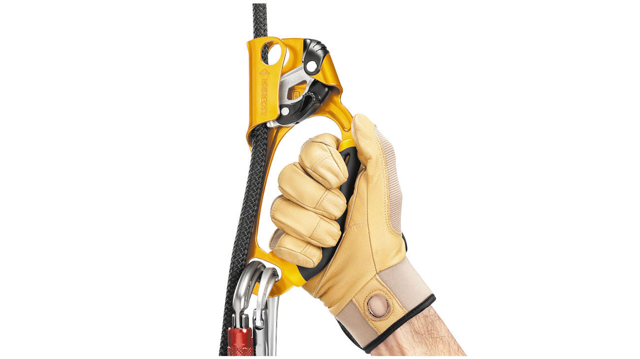 Petzl ASCENSION Handled Ascender, Black/Yellow (Right Handed)