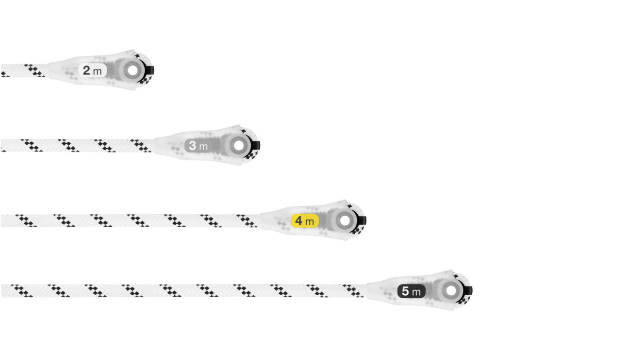 Lanyard length is immediately identified by a colour coded label at the connector end.