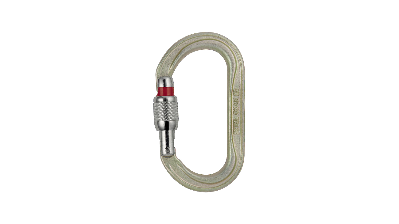 Petzl OXAN Screw-lock Steel Karabiner, Gold (EU Version)