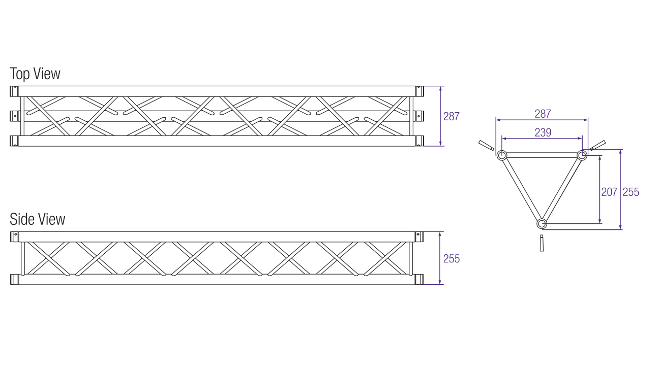 Prolyte H30D Aluminium Triangular Truss Dimensions