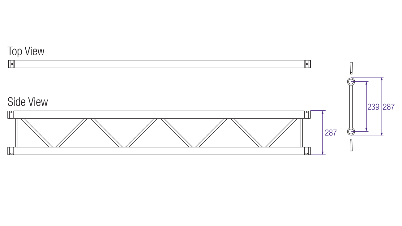 Prolyte H30L Series Aluminium Ladder Truss Dimensions