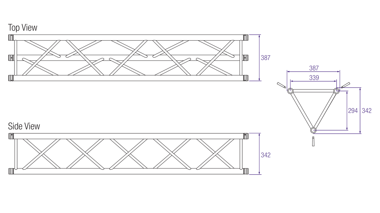 Prolyte H40D Aluminium Triangular Truss Dimensions