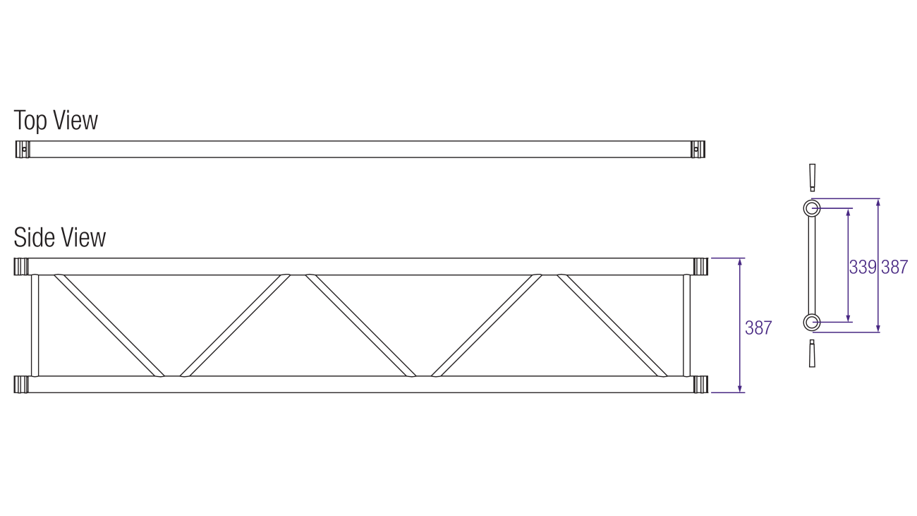 Prolyte H40L Series Aluminium Ladder Truss Dimensions