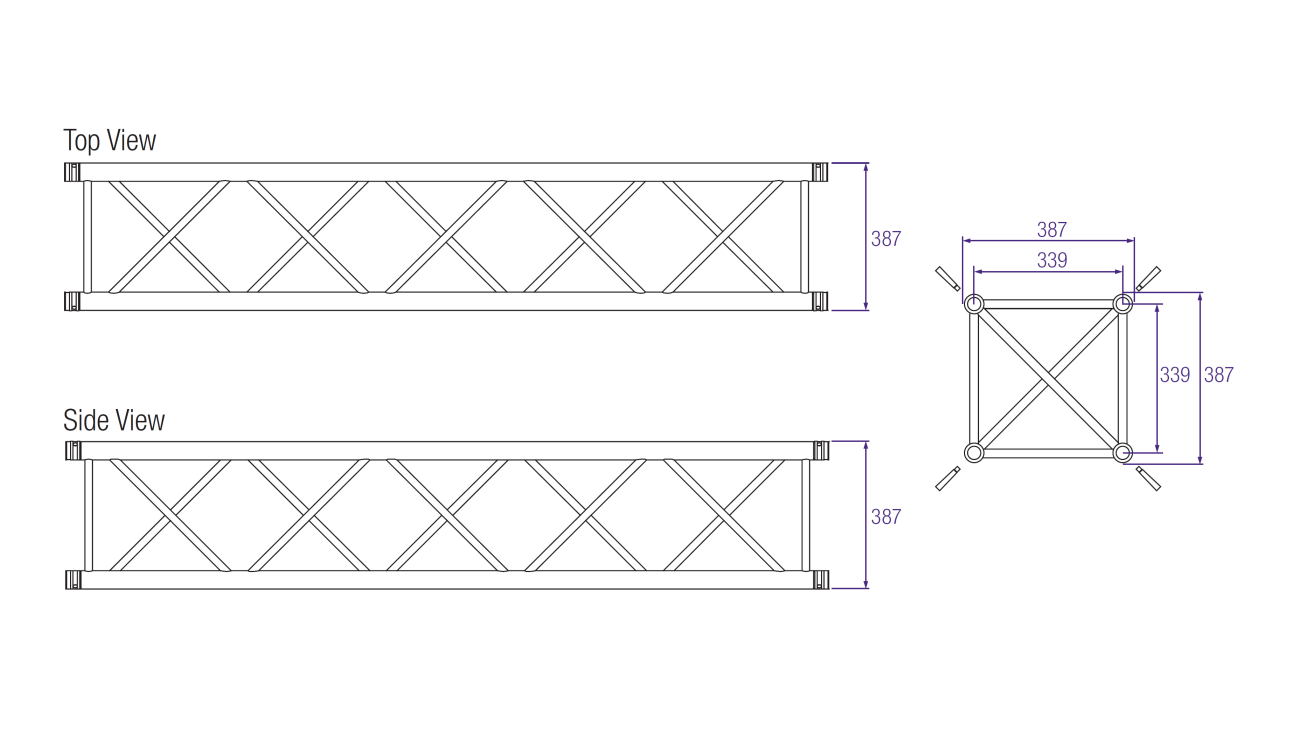 Prolyte H40V Aluminium Square Truss Dimensions