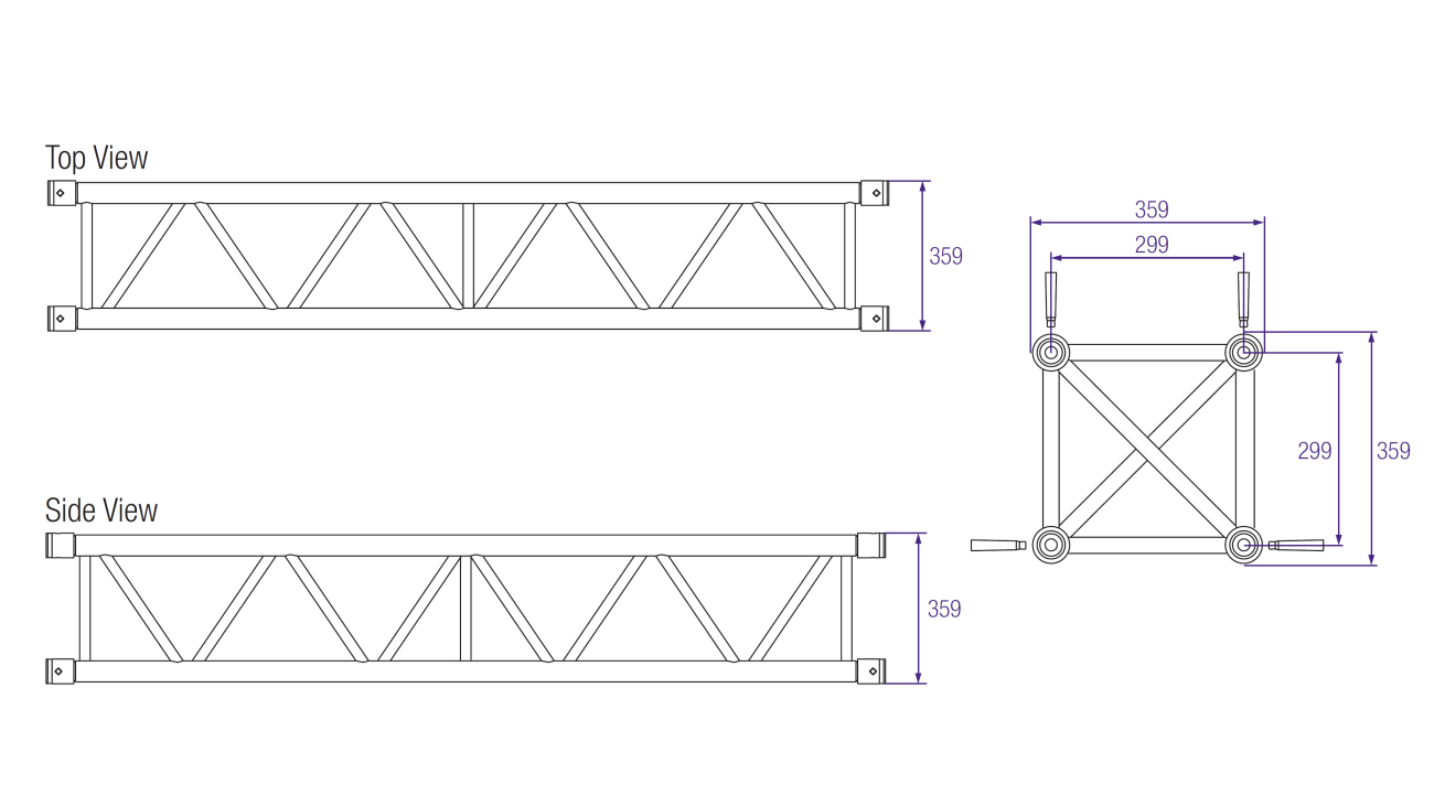 Prolyte S36V Aluminium Square Truss Dimensions