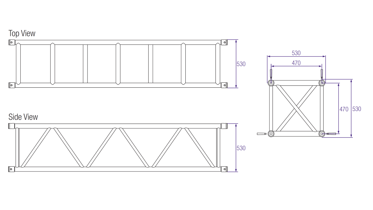 Prolyte S52V Aluminium Square Truss Dimensions