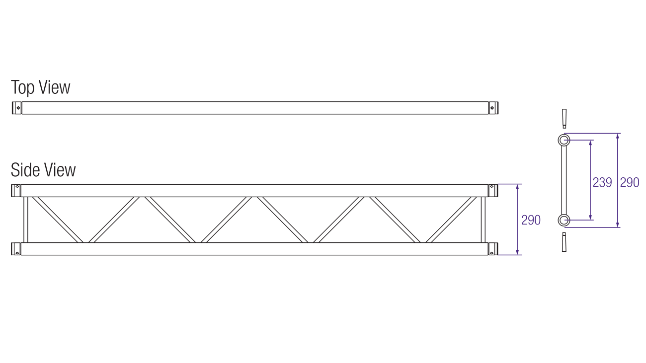 Prolyte X30 Series Aluminium Ladder Truss Dimensions