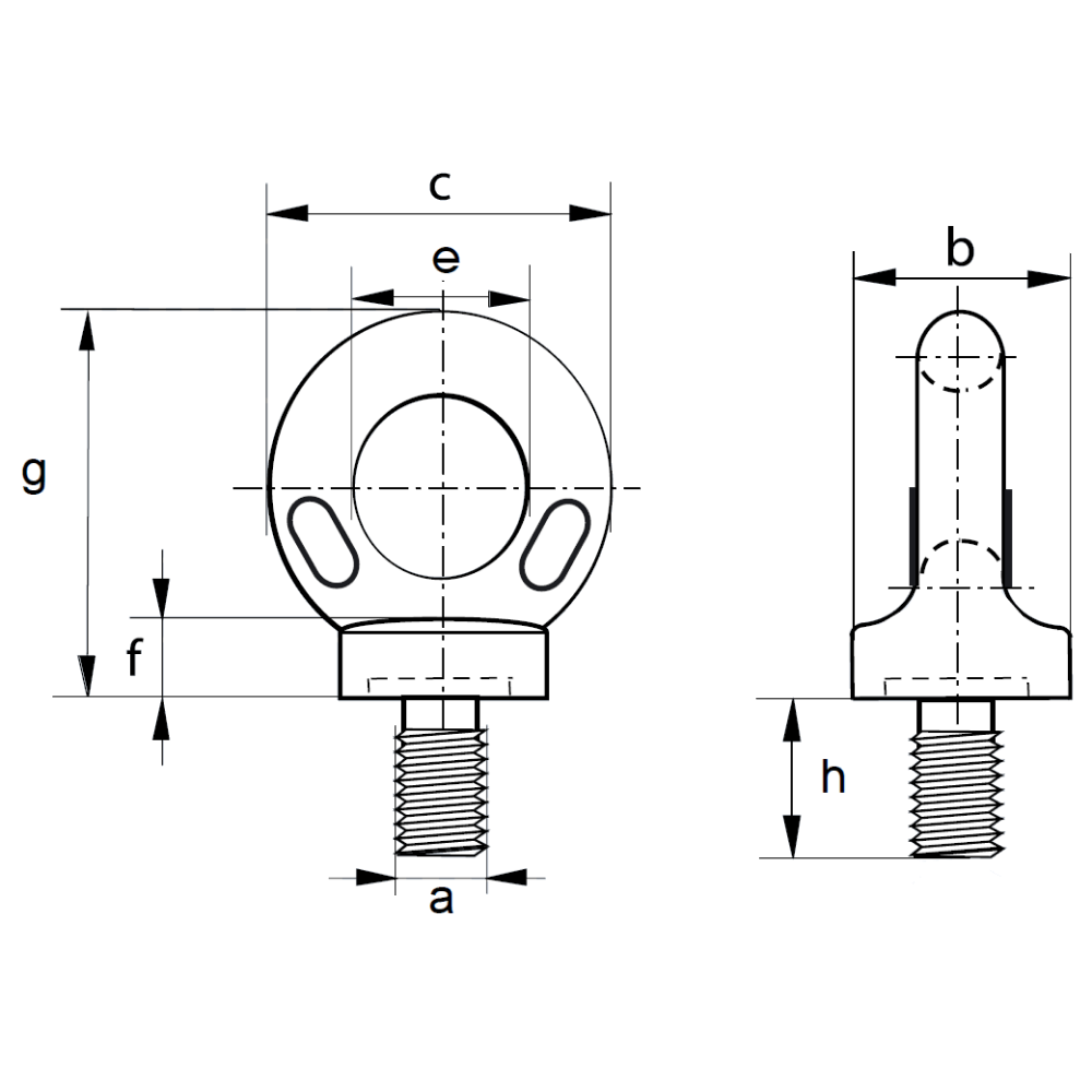 Eyebolt Collared Dimensions