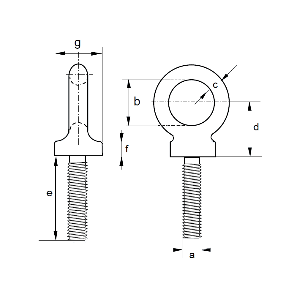 Eyebolt Dynamo, Long Shank Dimensions