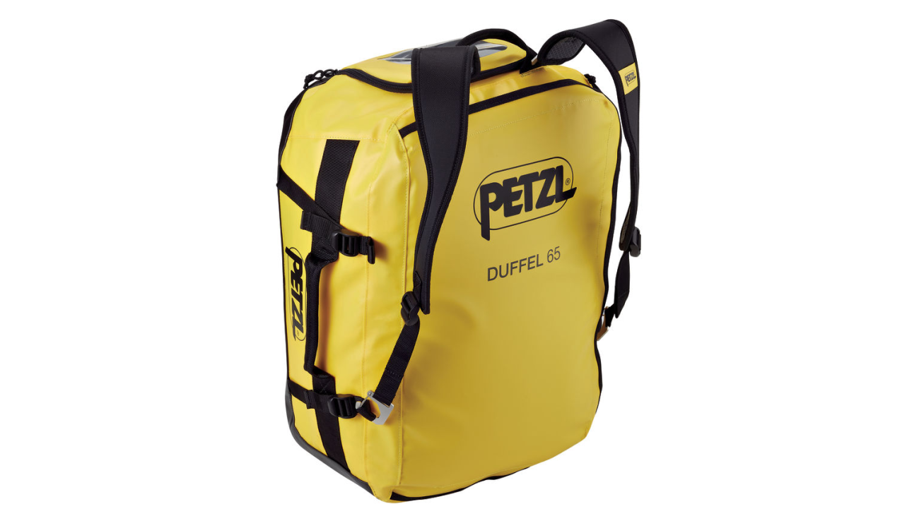 Petzl Duffel 65 Yellow, Shown Upright