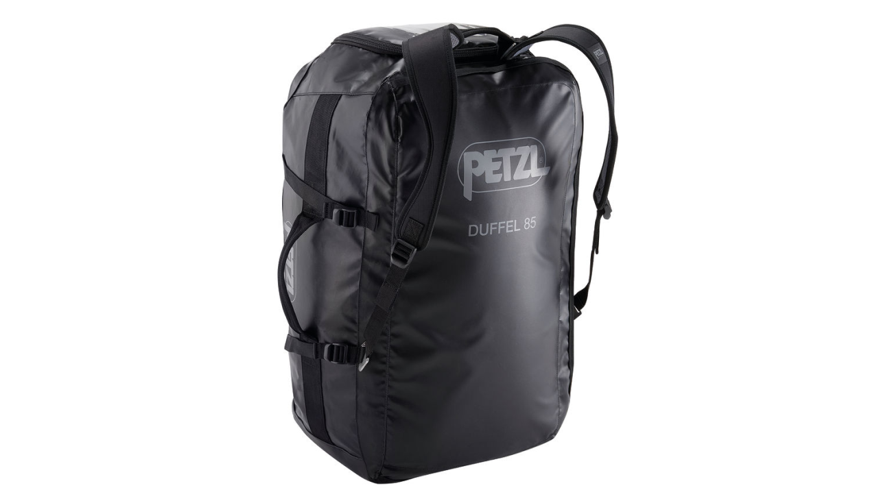 Petzl Duffel 85 Black, Shown Upright